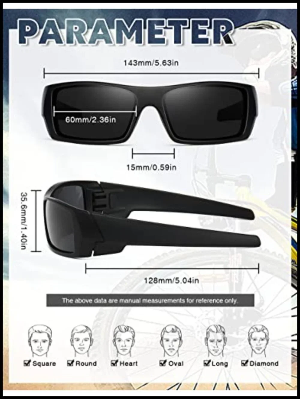 Polarized Sunglasses Men Women Trendy Retro Sports Wrap Around Vintage Shot